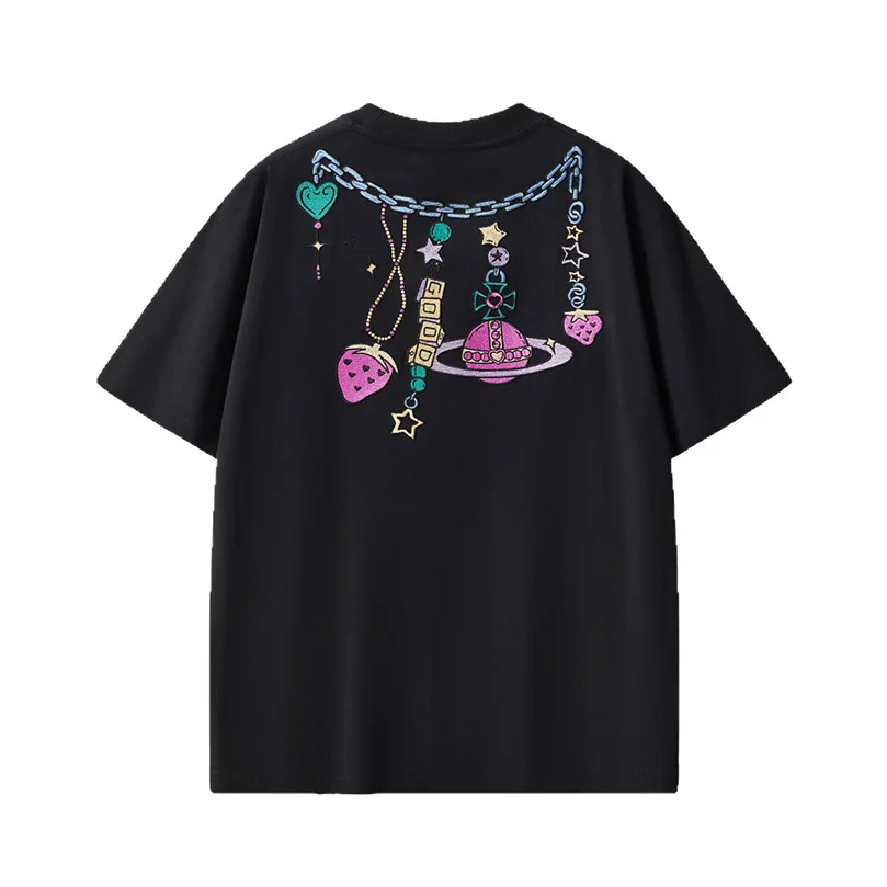 Heavyweight 230g Combed Cotton T Shirt For Men Embroidery Fashion Oversized Short Sleeve O Neck Male TeeA1