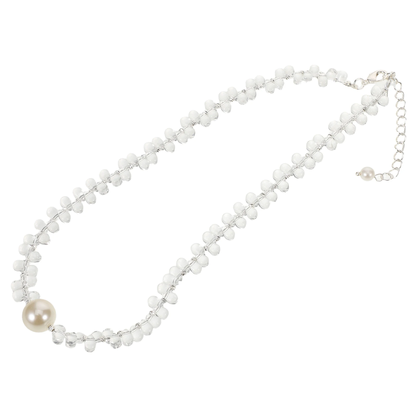 

Crystal Beaded Necklace Bridal Jewelry for Women Clear Necklaces Artificial Bride