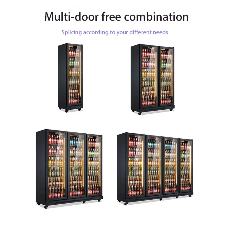 BDF-220 Commercial Display Cooler 4-Door Air-Cooled Cola Drink Fridge with LED Light Beer & Beverage Refrigeration for Bars - view 4