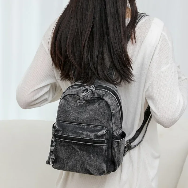 Denim Zipper Sewing Thread 2025 New High Quality Fashion Backpack Softback Youth Casual Versatile Large Capacity Bags