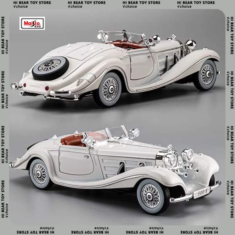 Maisto 1:18 Car Model 1936 Benzs 500K Vehicle Model Alloy Diecast Metal Simulation Sound and Light Collection Ornament Kids Gift