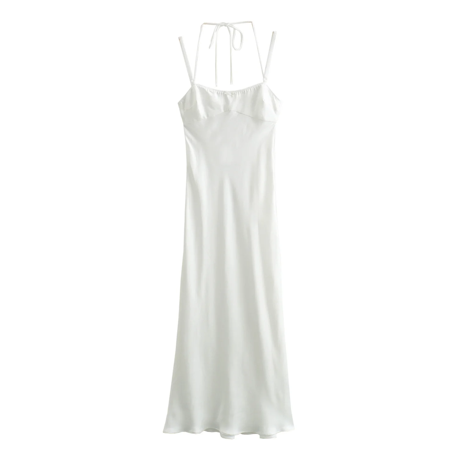 

TRAFZA Women Summer Fashion Dresses Solid Elegant Sleeveless Hollow Backless Lace-Up Female Beach Style Sling Strap Dress Mujer