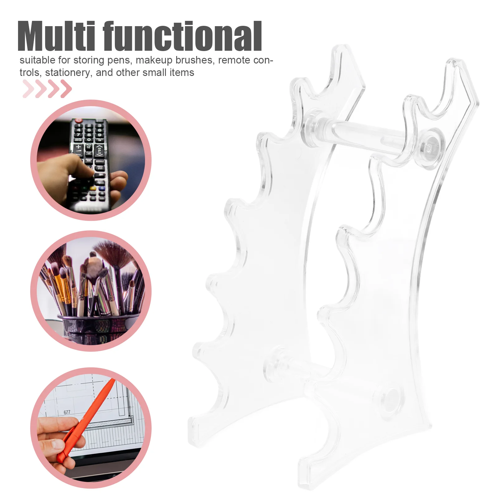 Soporte de bolígrafo transparente acrílico, estantes de almacenamiento para oficina, estantes con tapa, 2 uds.