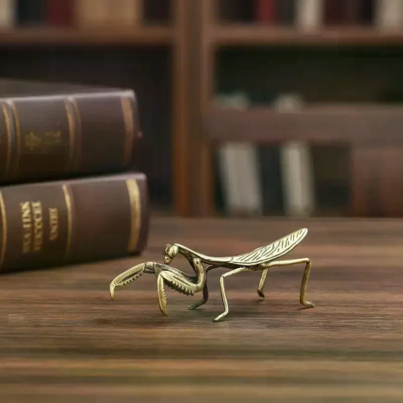 Copper Mantis Miniature Ornament Vintage Flower Pot Decoration Decorative Craft Accessories Tea Pet Antique