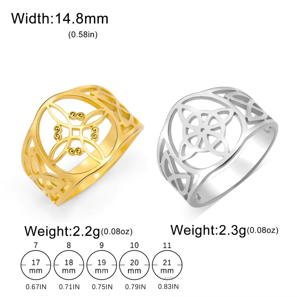 COOLTIME Witch Knot Rings for Women Men Stainless Steel Vintage Amulet Finger Ring Witchcraft Celtics Knot Jewelry New in