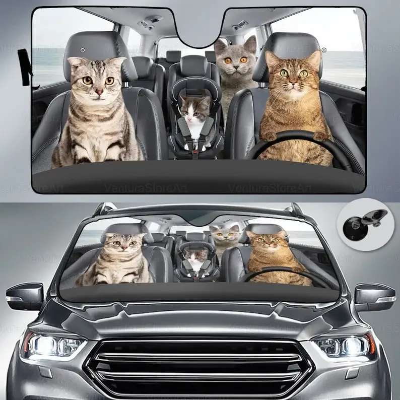 American Shorthair Cat Car Sunshade, Funny Car Sunshade, American Shorthair Car Windshield Shade, American Shorthair Lover LNG04