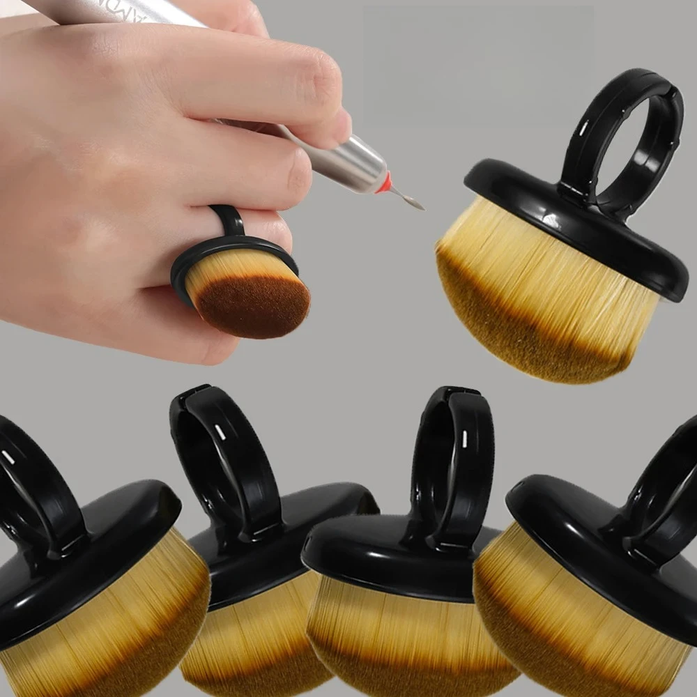 المهنية مسمار الغبار فرشاة رسومات أظافر فرشاة حلقة على شكل إزالة هلام البولندية الغبار أداة تنظيف النساء مانيكير الملحقات #1