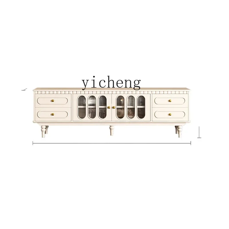 TQH household TV cabinet with pump American small apartment living room TV cabinet coffee table combination cream style