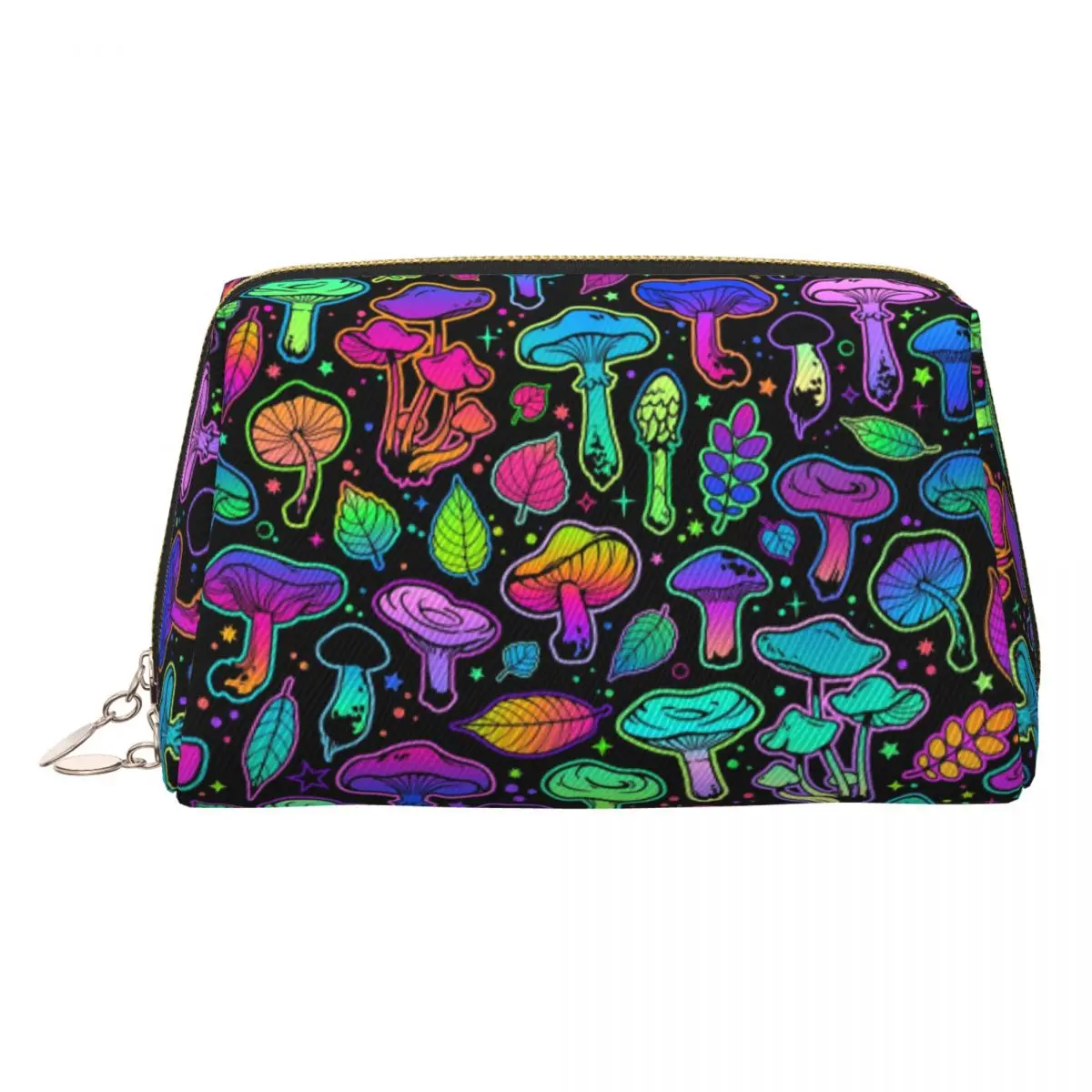 Kawaii Psychedelic Magic Rainbow Mushrooms Travel Toiletry Bag Women Mysterious Boho Cosmetic Makeup Bag Beauty Storage Dopp Kit