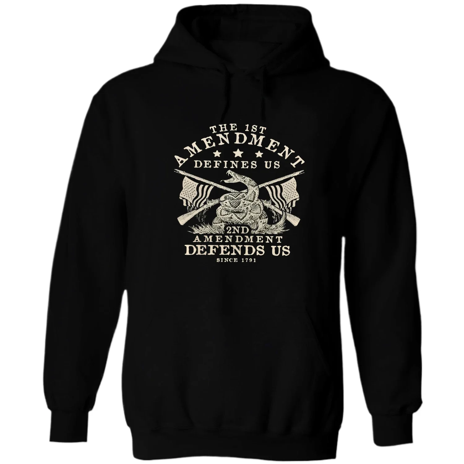

First Amendment Defines Us The Second Defends Us Pullover Hoodie Comfortable Cotton Casual Mens Sweatshirt Retro Streetwear