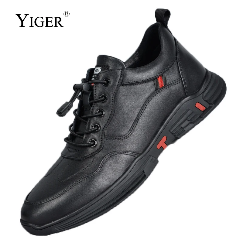 

YIGER Men's Casual shoes Man Genuine Leather Man Leisure Shoes Male outdoor sports shoes comfortable Breathable 2022 New lace up