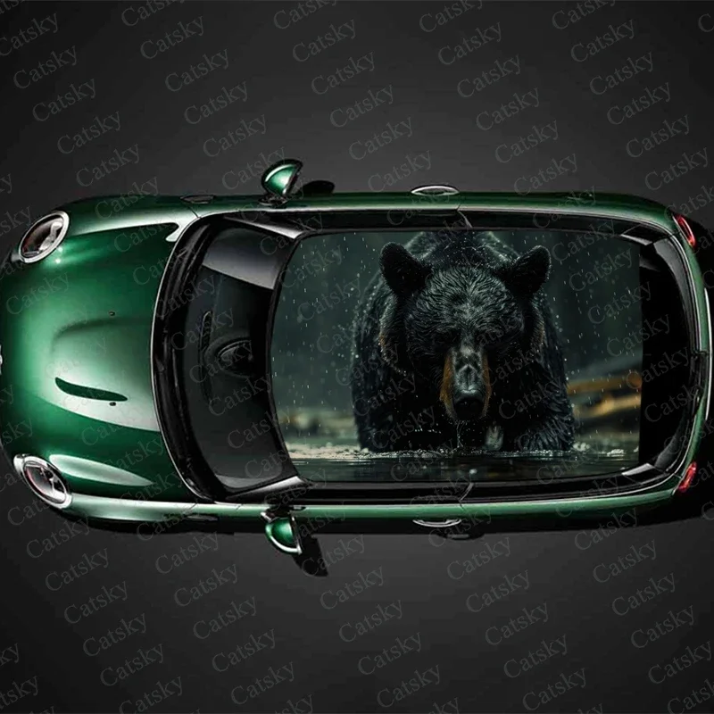 

Black Bear Animal Car Roof Sticker Wrap Racing SUV Accessories Packaging Painted PVC Custom Car Graphic Decal