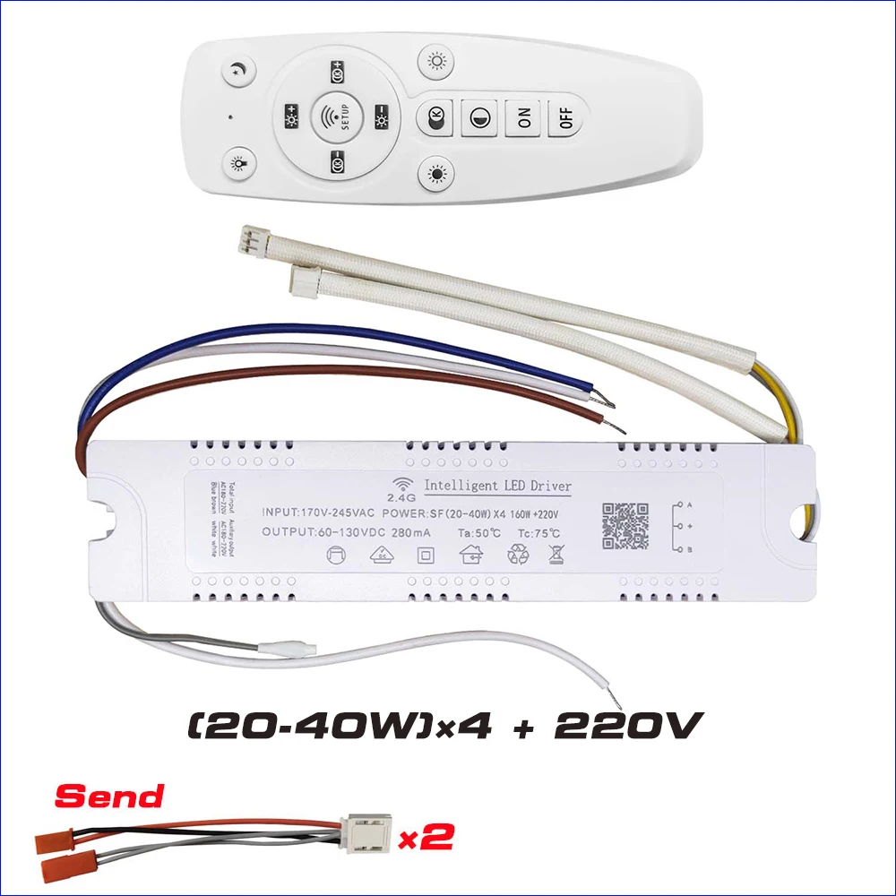 1Pair 2.4G Intelligent LED Driver 40-60Wx4 +220V  Remote Control & APP Control Color Dimming and Changeable For Ceiling Lamp