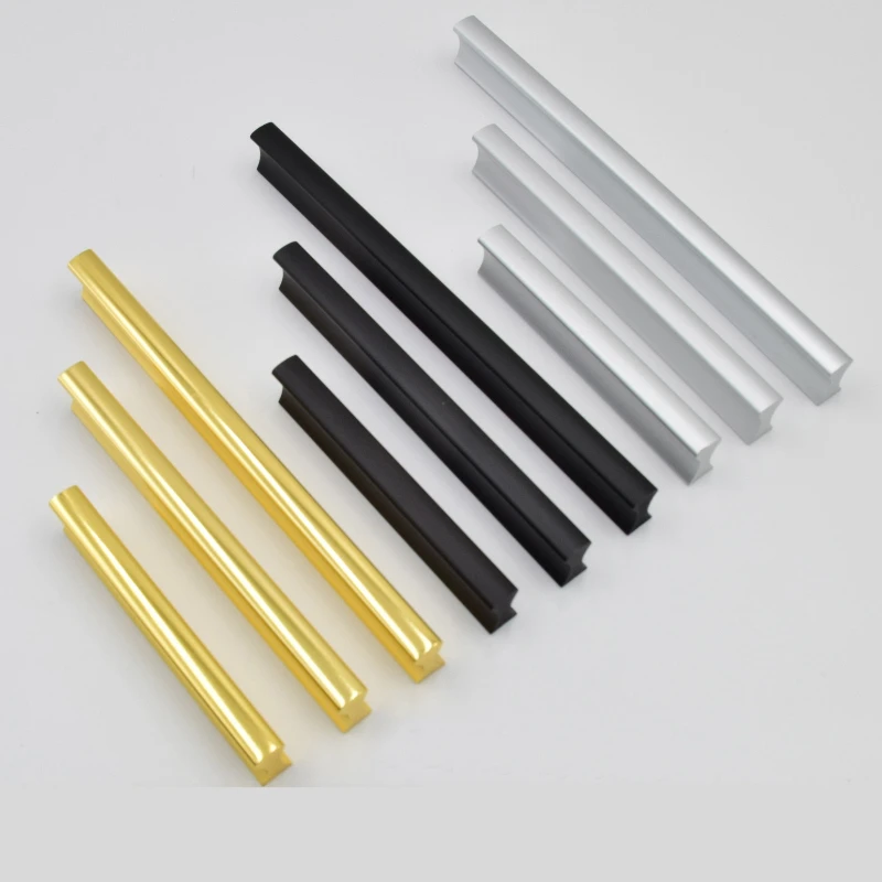 

Aluminum Drawer and Knobs Hardwares Kitchen Cabinet Handles and Pulls Black Silver Dressers Closet Furniture Door Handles