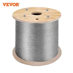 VEVOR 300M Wire Rope 316 Stainless Steel Strong Tension 2100 lbs Soft Fishing Lifting Cable 1*19 Construction Clothesline 3.2MM