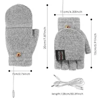Electric Heated Winter Gloves Mittens Heater Rechargeable USB Reusable Winter Warm Heating Laptop For Women Men Sports Skiing