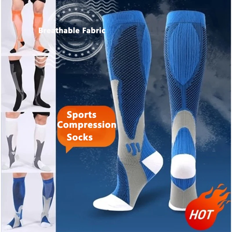 Sports Compression Socks 1Pairs Knee High Stockings for Running Varicose Veins Football Varicose Veins