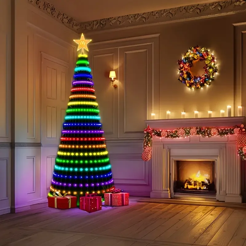 6ft/1.8m 400-LED Smart Christmas Lights Custom Text/Patterns Music Sync Remote Indoor Outdoor Holiday Decor (No Tree)
