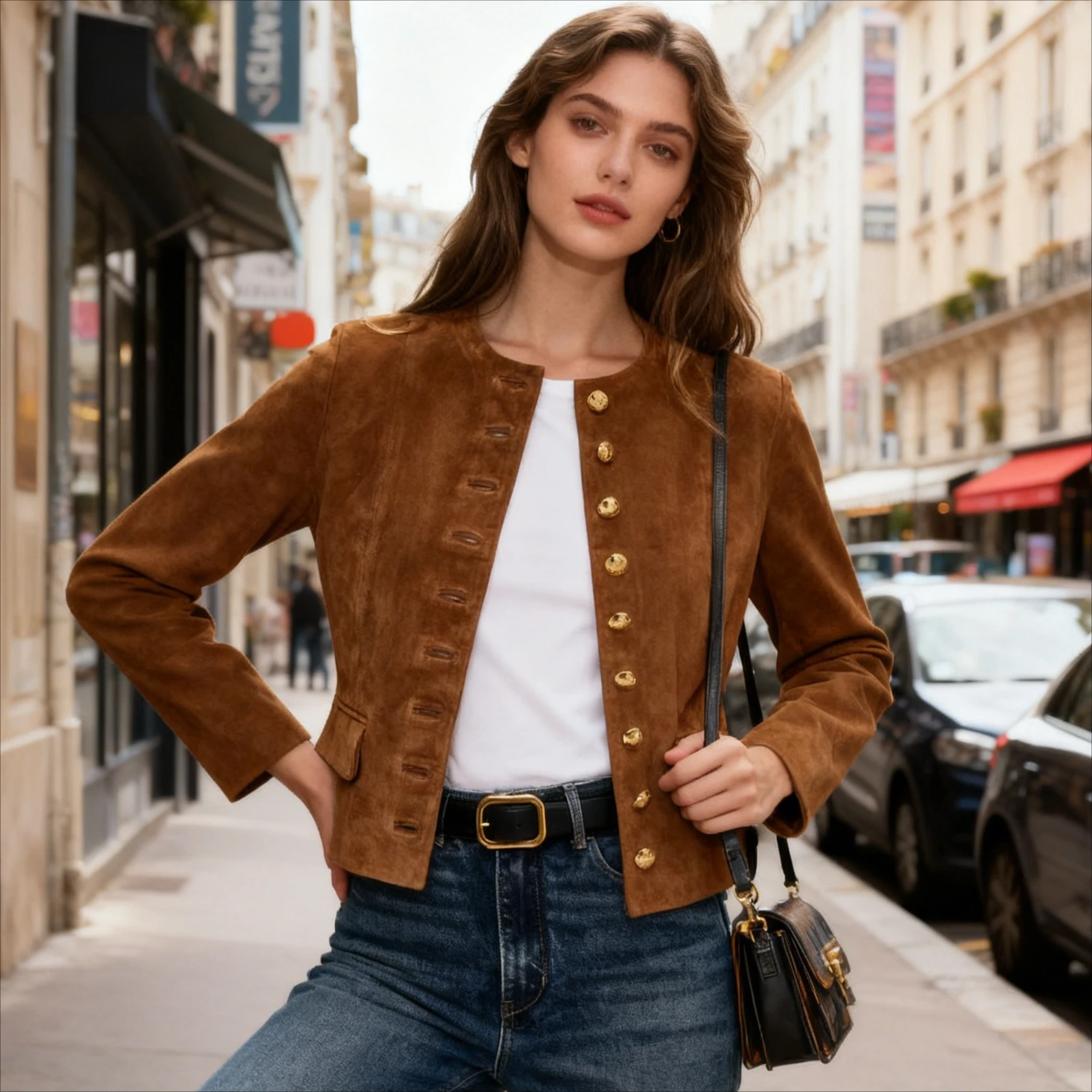 

Женские пальто Короткое пальто Куртки с круглым вырезом и длинным рукавом Y2k Уличная одежда Элегантный облегающий крой для работы Повседневная открытая строка Осень Зима 2025