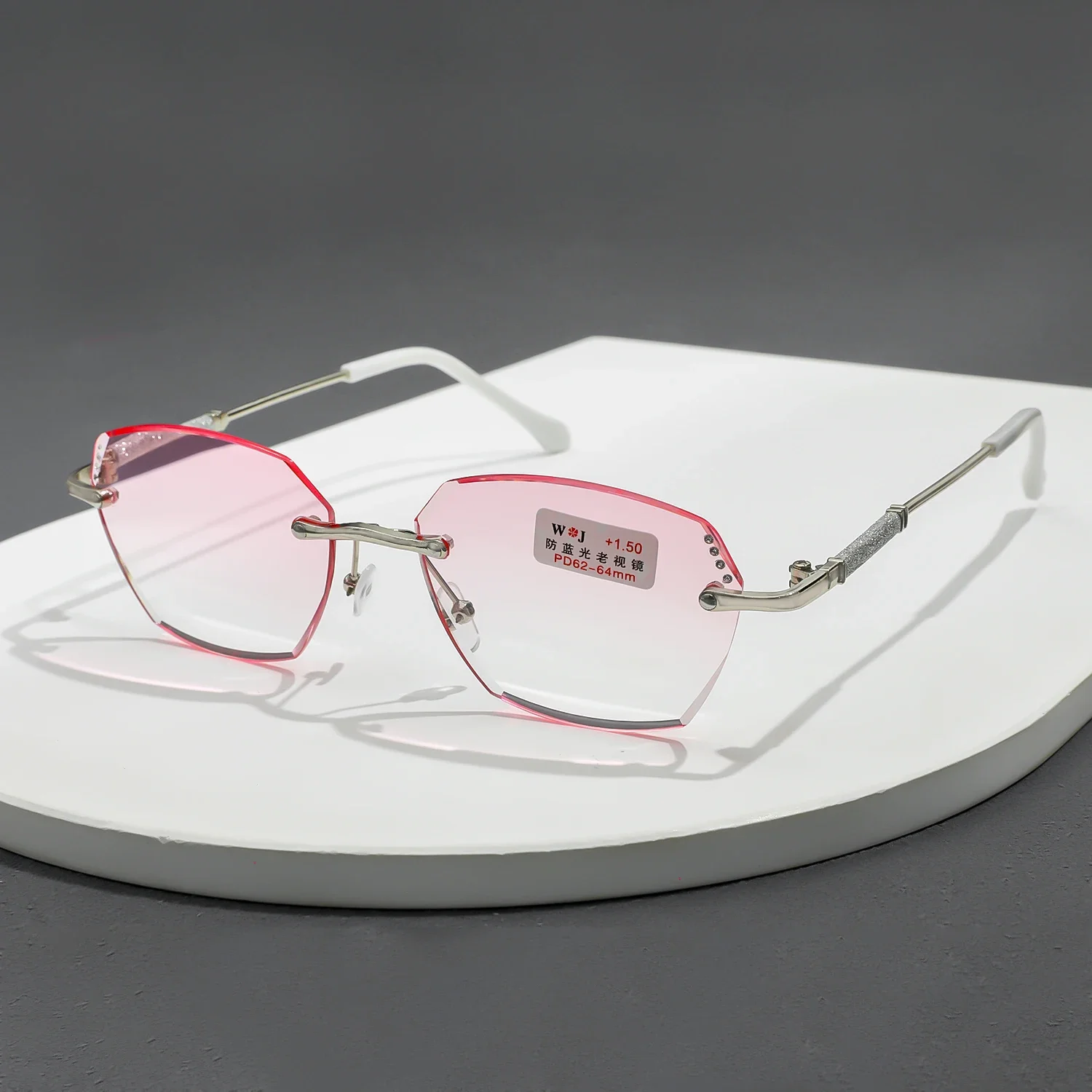 Blocking Pink Unisex Lenses Fashion Women's Reading Glasses Rimless Design Presbyopic Glasses For Women Harmful Light