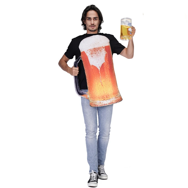 Oktoberfest Beer Bottle Costume Beer Can Jumpsuit Cosplay for Men Women Halloween Party Funny Costumes Onesies Drinking Outfit