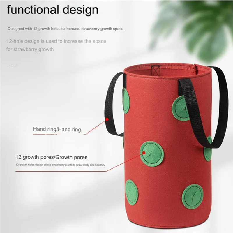 ABUP-1Pcs Multi-Function 12 Holes Felt Hanging Tomato Grow Bag Planter Vegetable Flower Plant Grow Bags Garden Plant Pot, Durabl