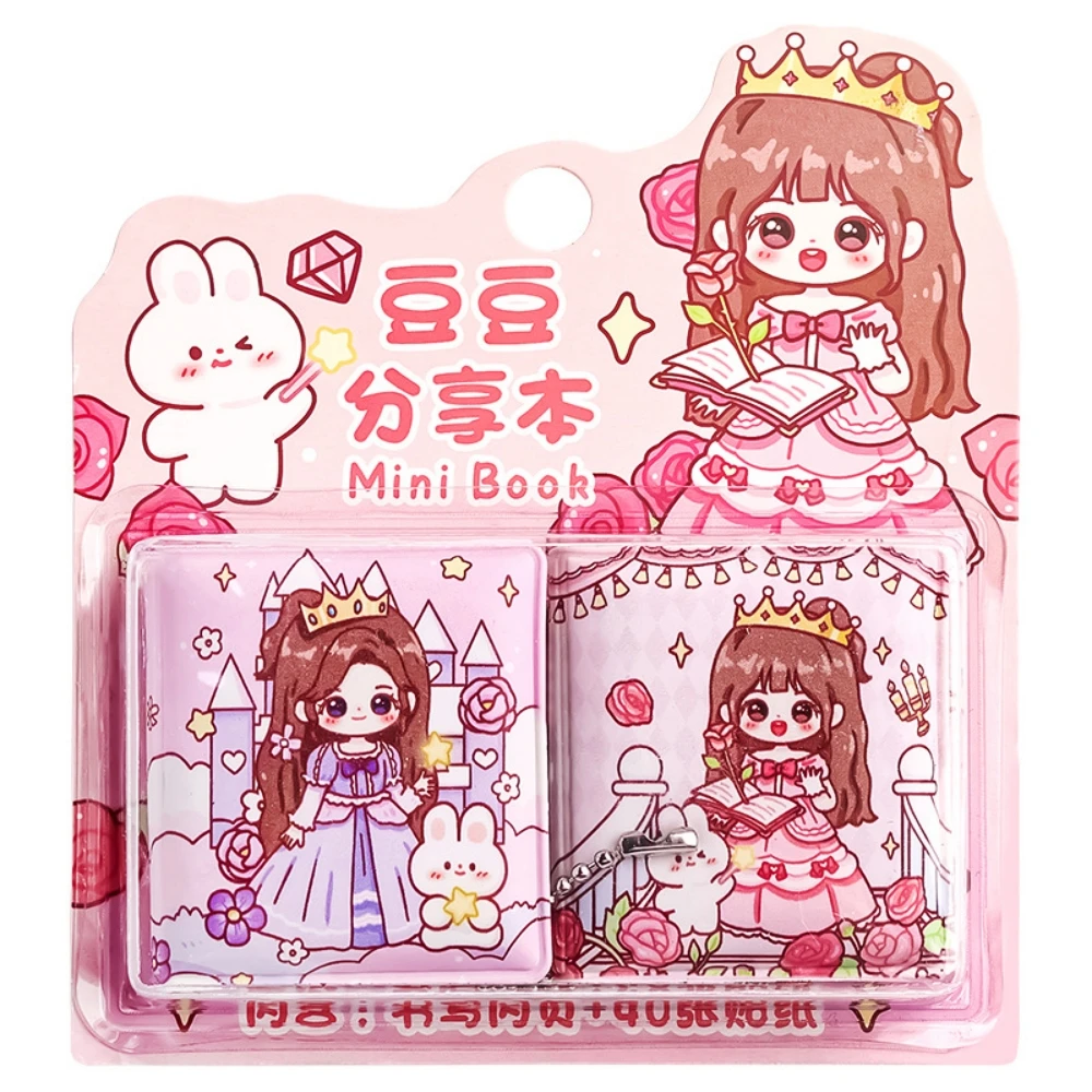 2pcs Mini cute notebook,20 sheets of writing paper and 40 stickers,Convenient to carry,Pendant