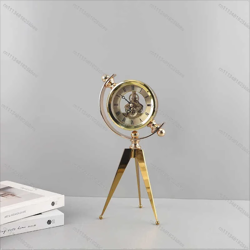 For Simple Modern Desktop Metal Clock Ornament Home Creative Mechanical Clock Model Room Living Room Decoration