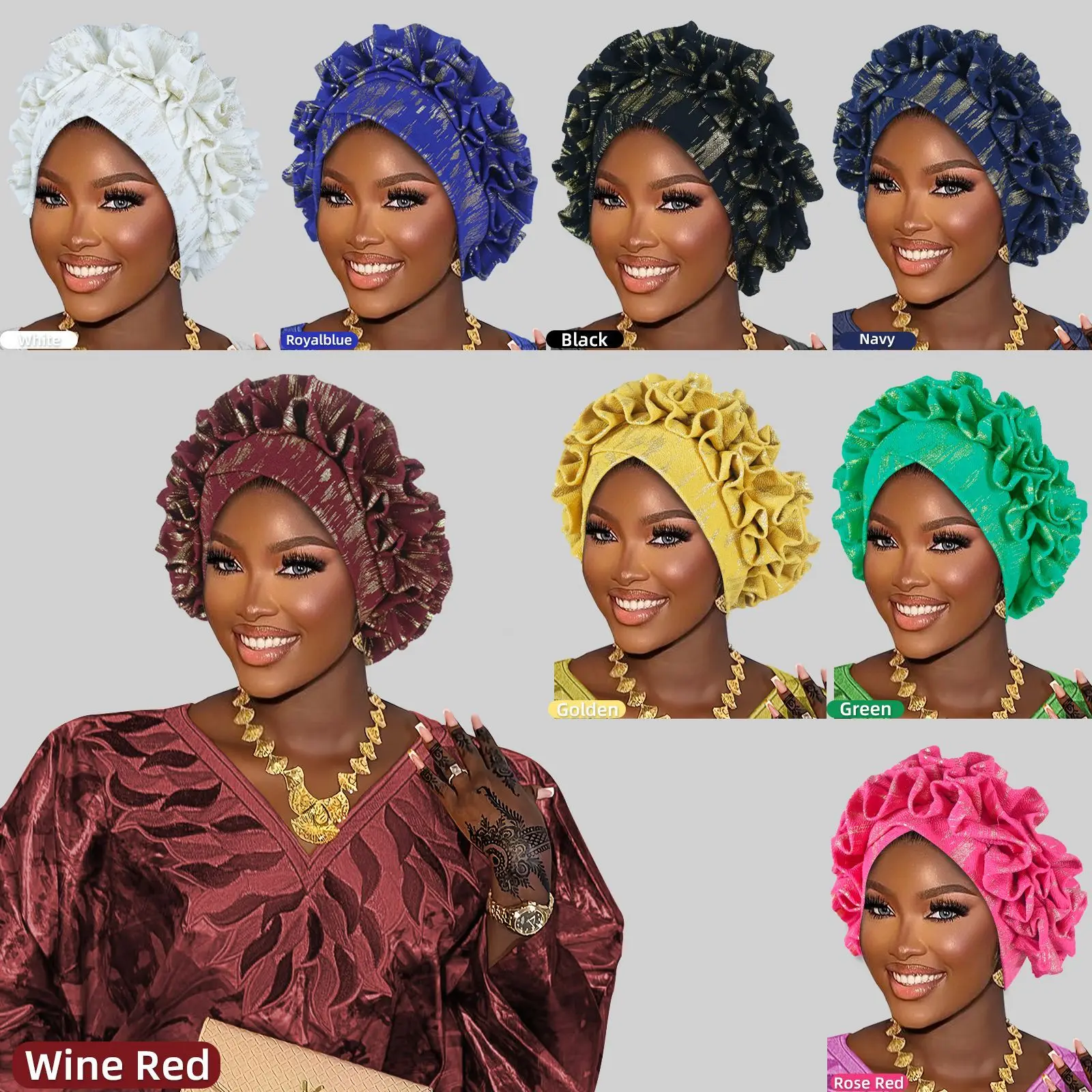 

New Ant Cloth Fashion Bronzing Car Flower Cross Brim Pullover Hat for Women