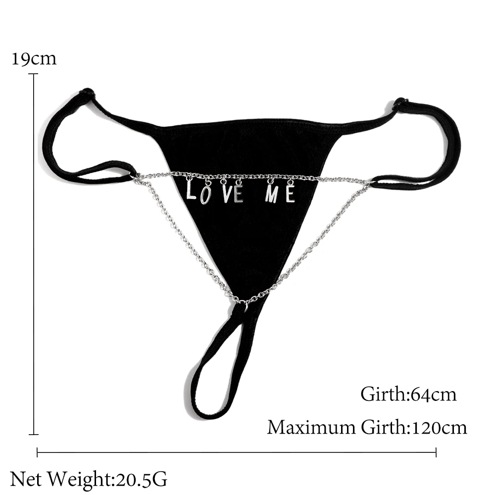 Sexy Girls New Thong Bar Party Gift SEXY BABE DADDYS LOVE ME KISS ME F**K ME B*TCH Silver Metal letter Low Waist Stretch Black