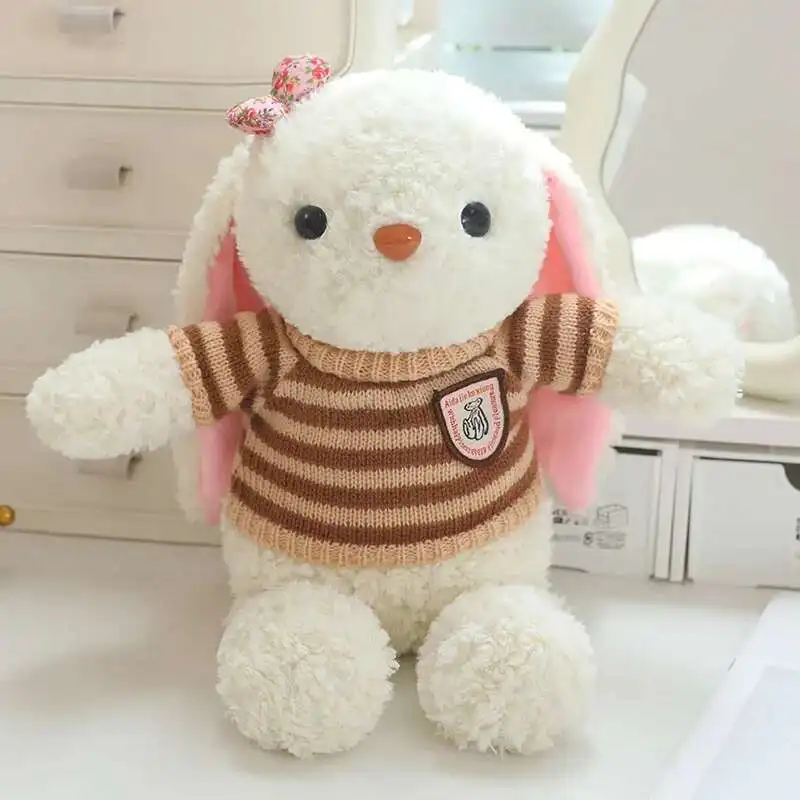 Conejo de peluche de oreja larga para niños, muñeco de conejito de peluche, compañero para dormir, regalo de Pascua