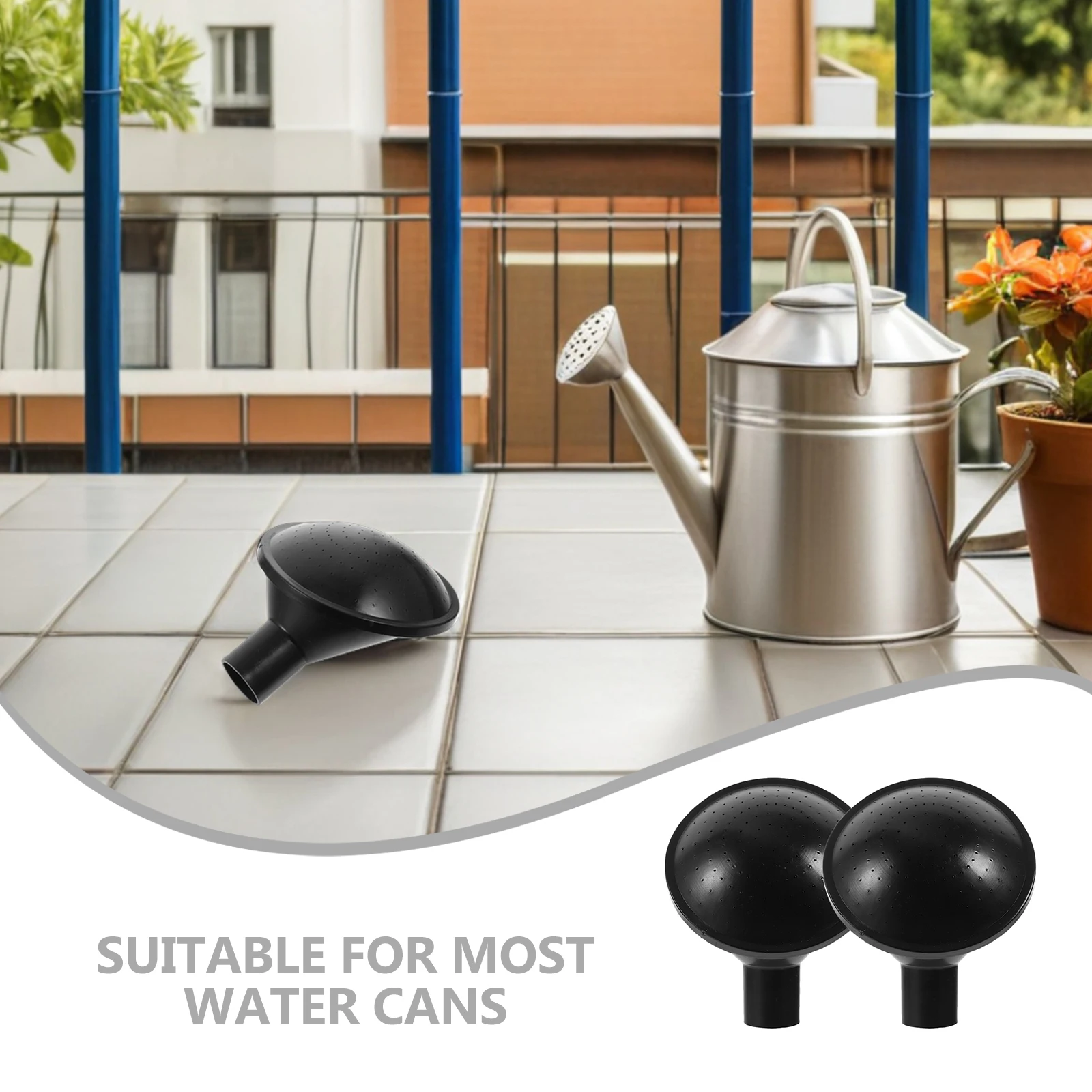 

2Pcs Watering Can Nozzle Sprinkler Head Long Mouth Sprayer Plastic Cap Spout 24mm Black Inner Diameter Universal Design