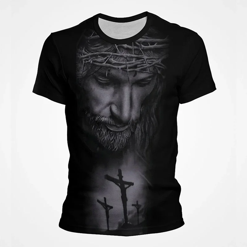 

Jesus Christ 3D Printed T-Shirt Men Clothing Summer Fashion Casual Short Sleeve Cool Tee Shirts Harajuku Streetwear Tops Tees