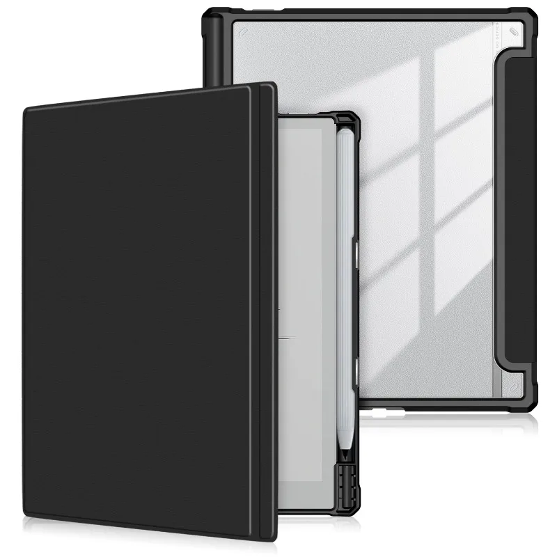 כיסוי חכם לספר אלקטרוני Onyx Boox Go 10.3 עם פונדה מגנטית ופליפ עם גב אקרילי קשה, מתאים לשינה/העוררה אוטומטית, מחזיק עט דק