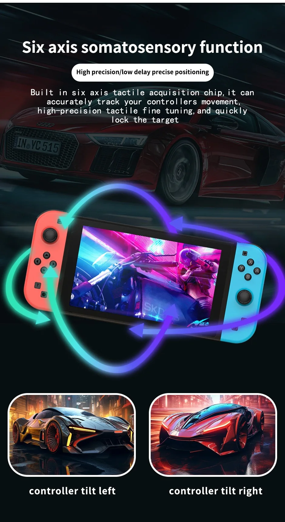 Многоцветная ручка для Nintendo Switch 6-осевой гироскоп беспроводная игровая двойная вибрация контроллер Joycons Фото №5