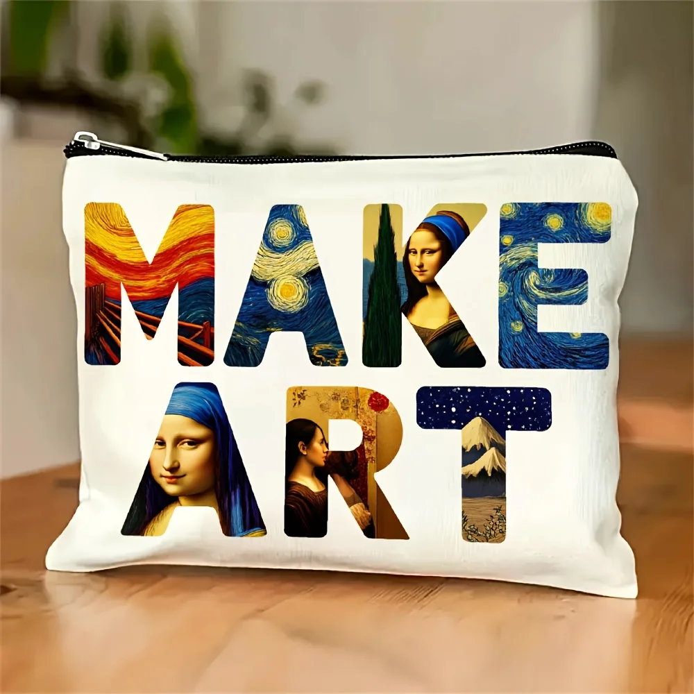 

A Creative Artistic Makeup Bag- Multifunctional Zipper Pouch, Jewelry Storage Bag, Perfect Travel Zipper Small Storage Bag.