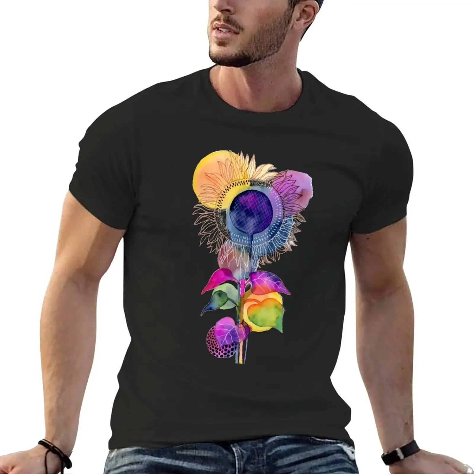 

Abstract Sunflower T-Shirt new edition essential t shirt tees oversized mens plain t shirts