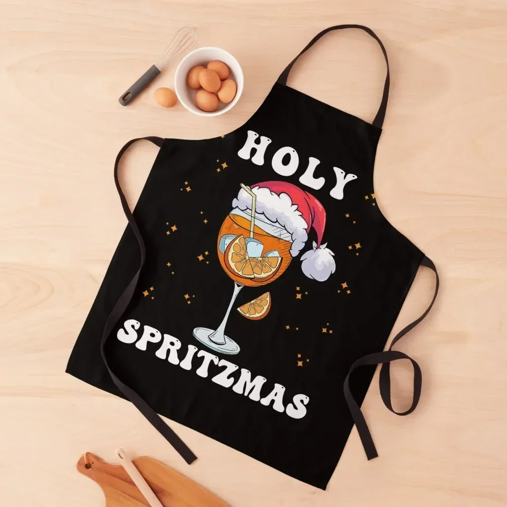 

Holy Spritzmas Xmas Drinking Family Christmas for Women Man Apron Women's For Cosmetologist Apron