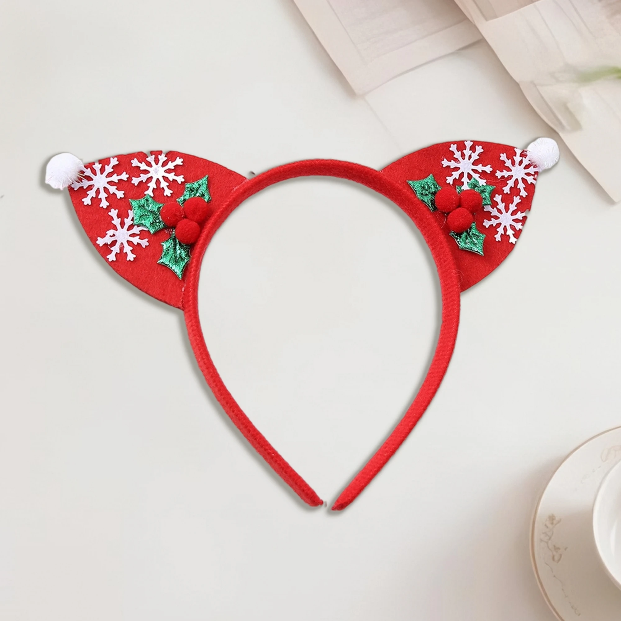 Christmas Hair Clip for Women Red Velvet Bow Hairpin with Glittery Snowflake and Berry Accents Festive Party Accessory