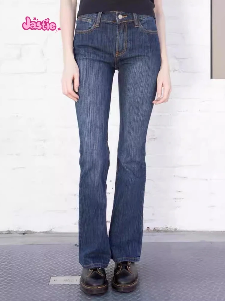 Versatile Women\'s Jeans Bootcut Pants 90\'S Jeans Women Streetwear Hot Girl Slim Trousers Low Waist Zipper Pocket Long Pants