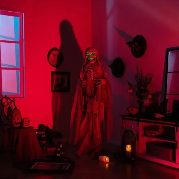 Decorate an outdoor skeleton for Halloween