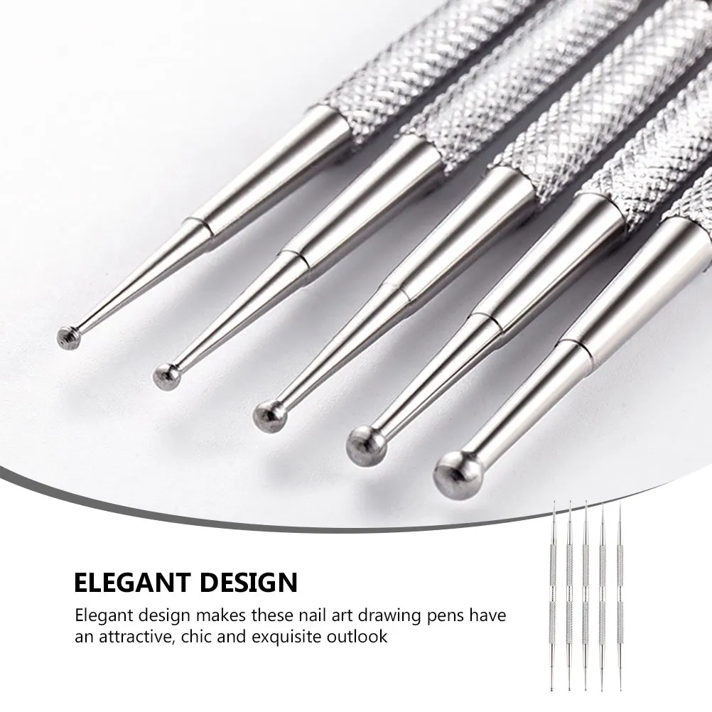 5 Stück Edelstahl Nail Art Bohrer Diamantstifte für DIY Zeichnung Maniküre Zubehör Praktische Werkzeuge Kunstbedarf