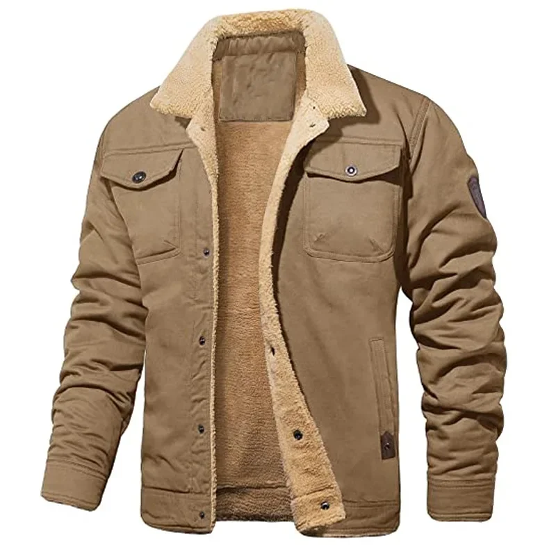 

Men's Lapel Military Multi-pocket Jacket Cotton Autumn and Winter Thickened Single-breasted Coat
