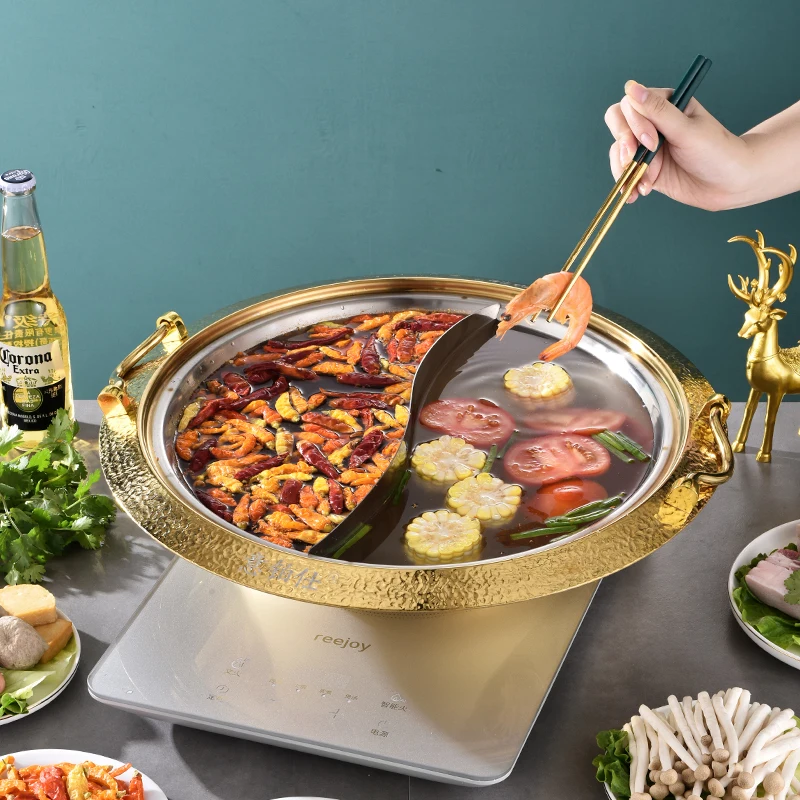 304 Stainless Steel Double-flavored Hot Pots,Commercial Large-capacity Hotpot Cooking Pot Two-flavor Pot,Gas Stoves Chafing Dish
