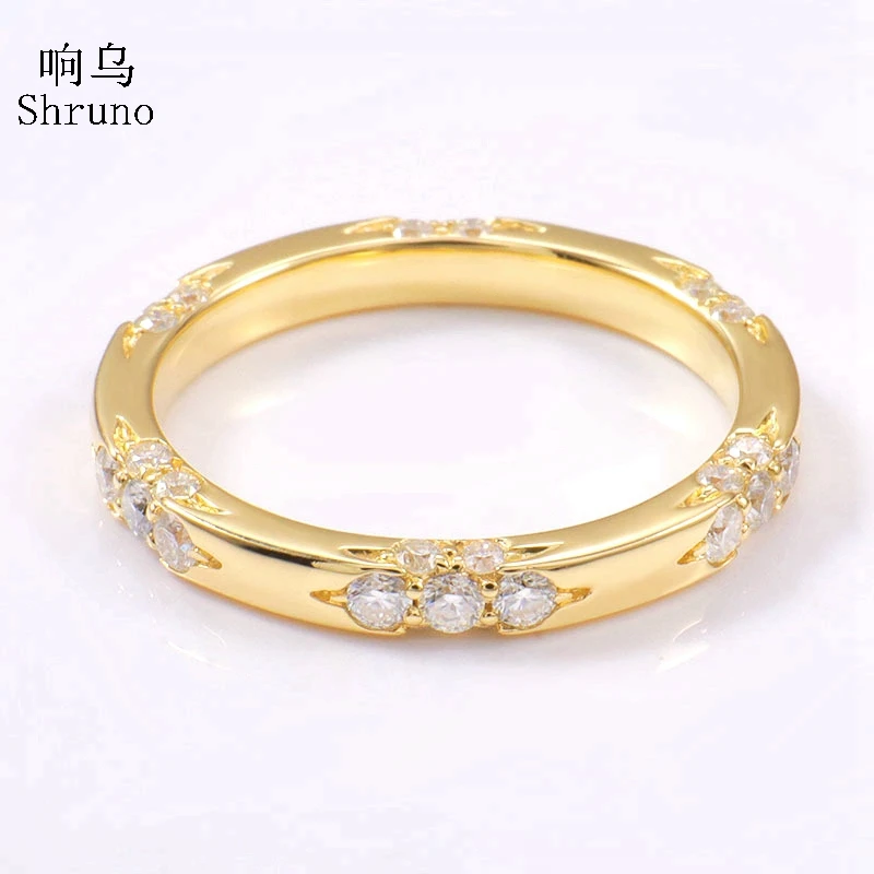 

Shruno Solid 14K 10K Yellow Gold Moissanite Ring Lab Grown Moissanite Diamond Women Matching Eternity Band Ring