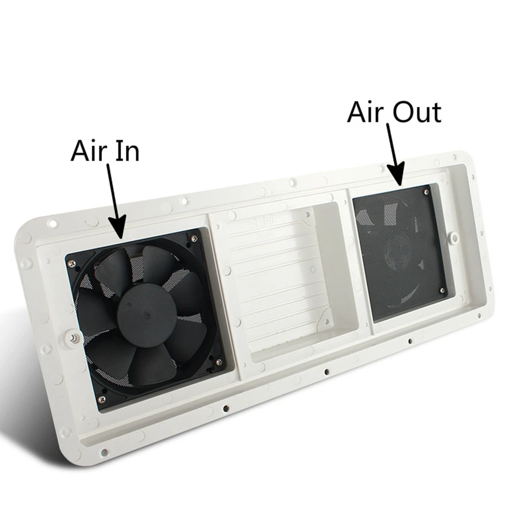 RV Aan de zijkant gemonteerde luchtuitlaatafdekking RV Radiator Afzuigventilator RV Stofdichte ventilatieopeningen voor RV Trailers Caravans Campers, 1 stuks