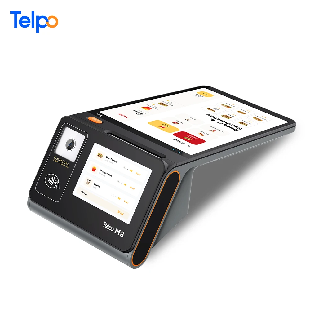 Telpo Restaurant Cashier All In One Dual Screen Tablet Cash Register Pos System With Printer