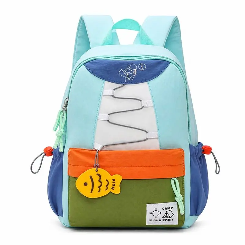 2026 New Colorblock Outdoor Backpack for Kids, Lightweight Nylon School Bag Camping Travel Daypack, Unisex Student Rucksack