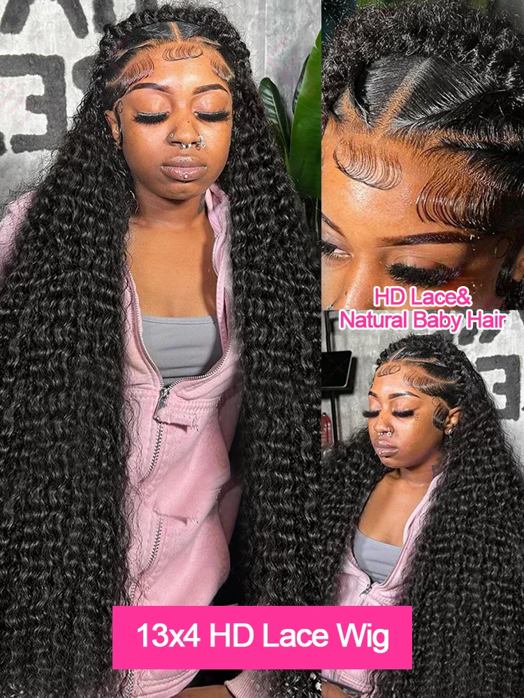 วิกผมแท้ 100% แบบลอนลึก วิกผมหน้าผากแบบลูกไม้ HD 13x4 13x6 วิกผมลูกไม้แบบลอนน้ำ วิกผมลอนเปียกและลอนน้ำ สำหรับผู้หญิง ลดราคา