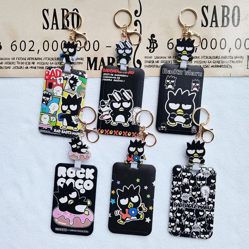 

Cute Sanrio Keychain Card Sleeve Bad Badtz Maru Kawaii Anime Student Handbag Bus Pass Decoration Accessories Toys For Girls